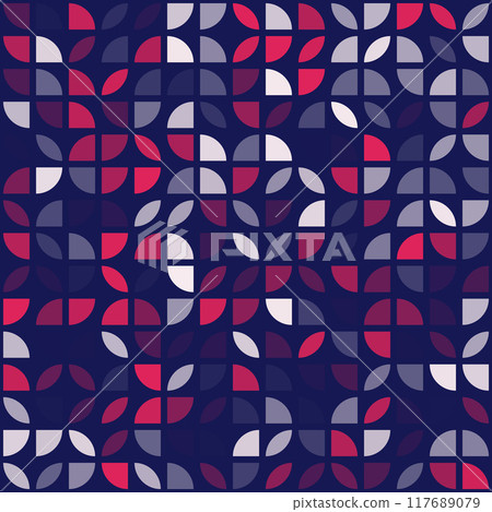 Seamless pattern with colored quarter circles. Abstract pattern design in Scandinavian style. Seamless pattern with colored quarter circles. Abstract pattern design in Scandinavian style. 117689079