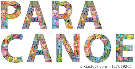 Words Para Canoe. Vector zentangle object for decoration 117689265
