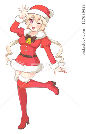 萌動漫風格人物站立圖聖誕老人cosplay女孩 萌動漫風格人物站立圖聖誕老人cosplay女孩 117689458