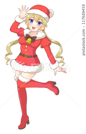 萌動漫風格人物站立圖聖誕老人cosplay女孩 萌動漫風格人物站立圖聖誕老人cosplay女孩 117689459