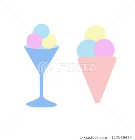 Vector image of ice cream in two different portions. Vector image of ice cream in two different portions. 117689474