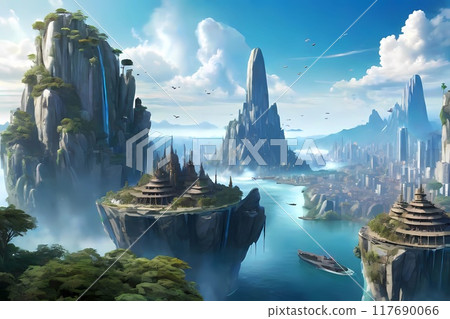 A fantastical world covered in clouds: Castle in the sky 117690066