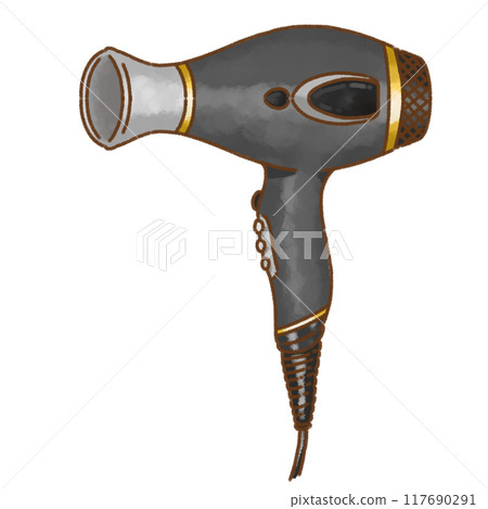 Simple black hair dryer 117690291