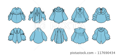 淺藍色褶邊襯衫插圖集 117690434