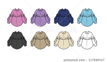 褶邊襯衫插圖集 117690527