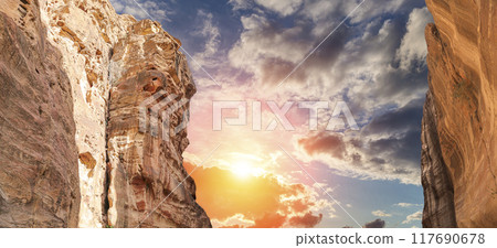 Mountains of Petra, Jordan, Middle East. Petra has been a UNESCO World Heritage Site since 1985 Mountains of Petra, Jordan, Middle East. Petra has been a UNESCO World Heritage Site since 1985 117690678