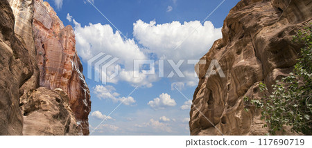 Mountains of Petra, Jordan, Middle East. Petra has been a UNESCO World Heritage Site since 1985 Mountains of Petra, Jordan, Middle East. Petra has been a UNESCO World Heritage Site since 1985 117690719