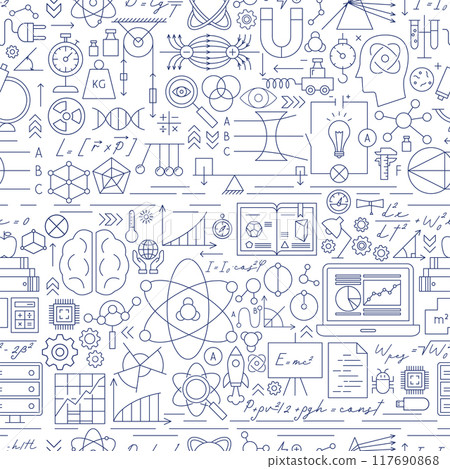 Physics Science Line Seamless Pattern Physics Science Line Seamless Pattern 117690868