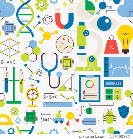 Physics Chemistry Seamless Pattern 117690885