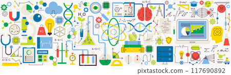 Physics Chemistry Banner Concept 117690892