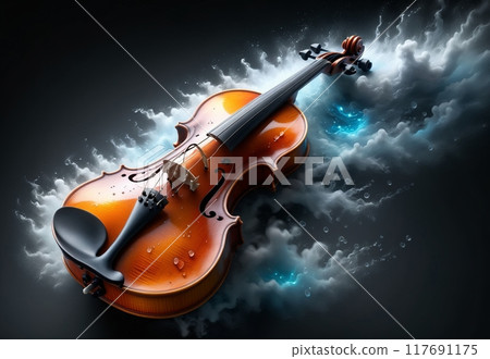 violin on abstract musical background, beauty of music 117691175