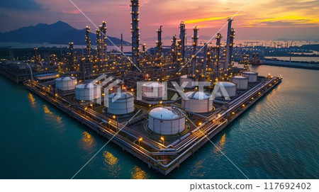 Aerial view of a petrochemical oil and gas industry plant 117692402