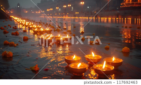 Ganges Aarti Festival in India 117692463