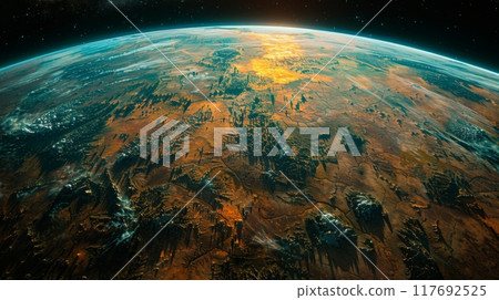 A photorealistic view of Earth from space A photorealistic view of Earth from space 117692525