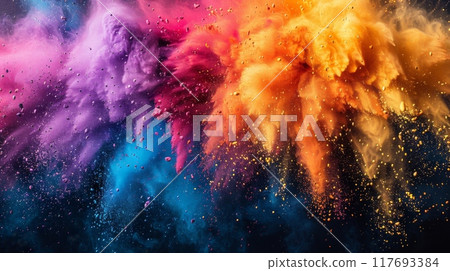 Happy Holi , Concept Indian color festival. Happy Holi , Concept Indian color festival. 117693384