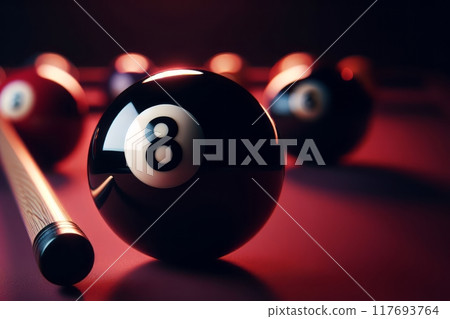 Generated imageof Black billiard ball number 8, 117693764