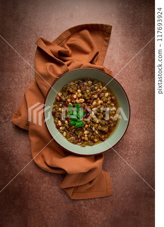 Bean soup, traditional Mexican cuisine, bean soup, beans, peas, Bean soup, traditional Mexican cuisine, bean soup, beans, peas, 117693924