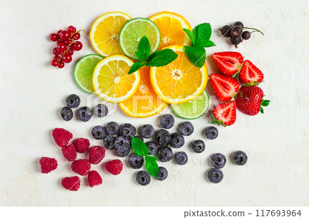 mix of fruits and berries,set, assortment, sliced citrus fruits, raspberries, blueberries, mint leaves, strawberries, red currants, food background, fruit wallpaper, mix of fruits and berries,set, assortment, sliced citrus fruits, raspberries, blueberries, mint leaves, strawberries, red currants, food background, fruit wallpaper, 117693964