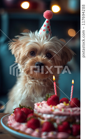 a dog celebrate birthday a dog celebrate birthday 117694288
