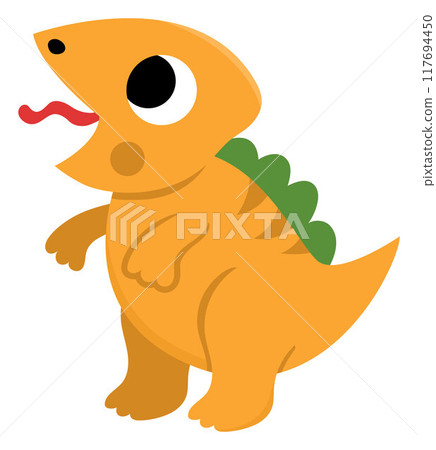 Vector baby iguanodon icon. Cute little dinosaur illustration for kids. Funny dino kid clipart for children isolated on white background. Cartoon prehistoric animal picture 117694450
