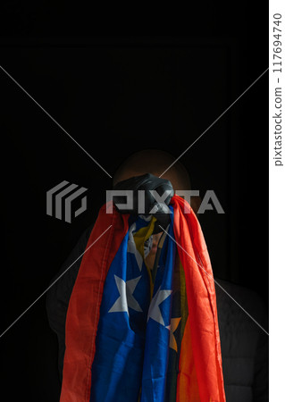 Hand power flag, resistance for democracy in Venezuela, violation of human rights 117694740