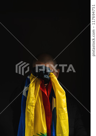 Hand power flag, resistance for democracy in Venezuela, violation of human rights 117694751
