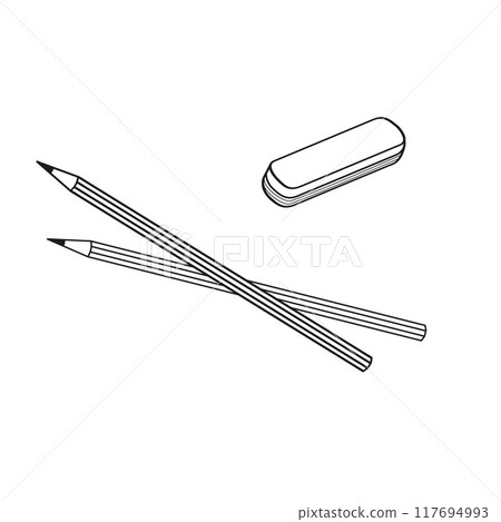 two  pencils and an eraser 117694993