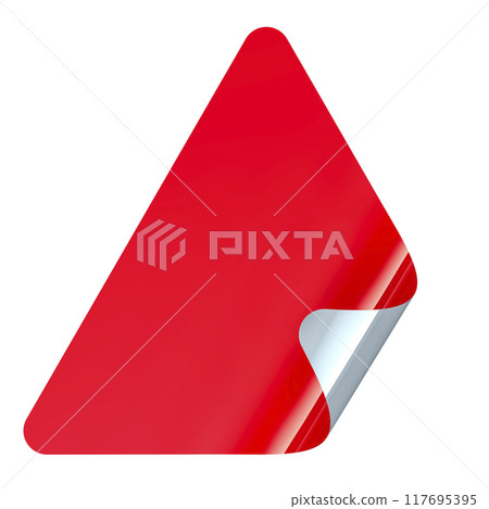 Triangle sticker, red color. 3D rendering 117695395