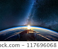 從太空站看到的地球和日出 117696068