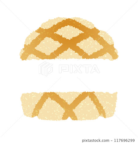 手繪風格可愛瓜麵包半切三明治 117696299