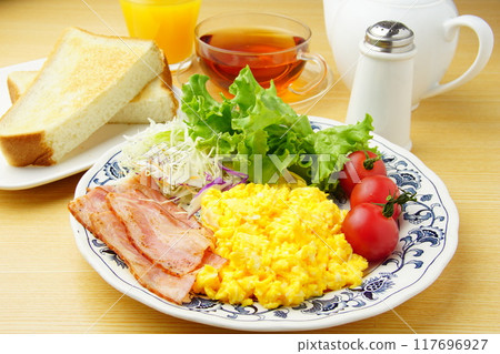 table with breakfast table with breakfast 117696927