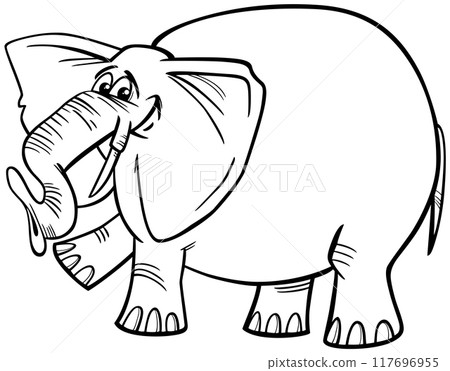 funny cartoon elephant animal character coloring page funny cartoon elephant animal character coloring page 117696955