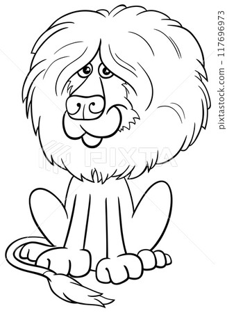 cartoon lion wild animal character coloring page cartoon lion wild animal character coloring page 117696973