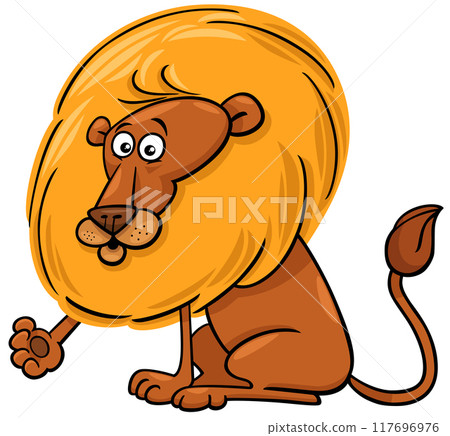 cartoon funny lion wild animal character 117696976