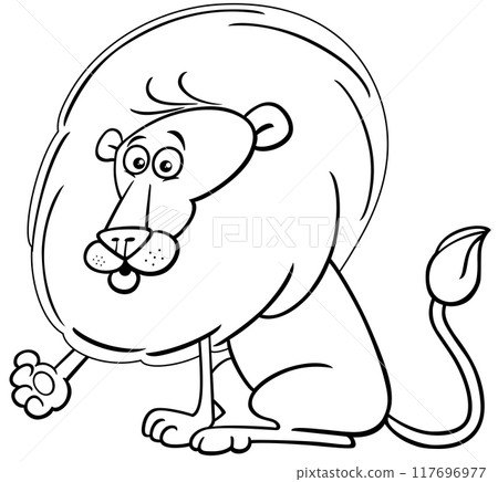cartoon funny lion wild animal character 117696977