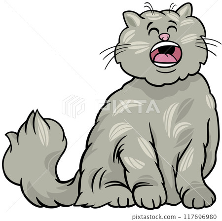 cartoon meowing persian cat animal character cartoon meowing persian cat animal character 117696980