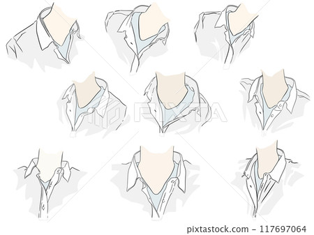 Shirt collar drawing example Shirt collar drawing example 117697064