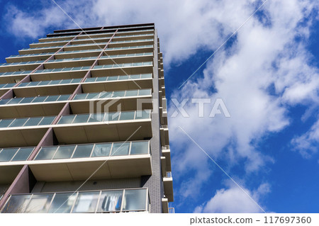 Exterior of the apartment and blue sky 117697360