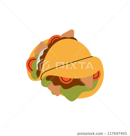 Mexican tacos. Traditional Mexican street fast food. Vector illustration. 117697405