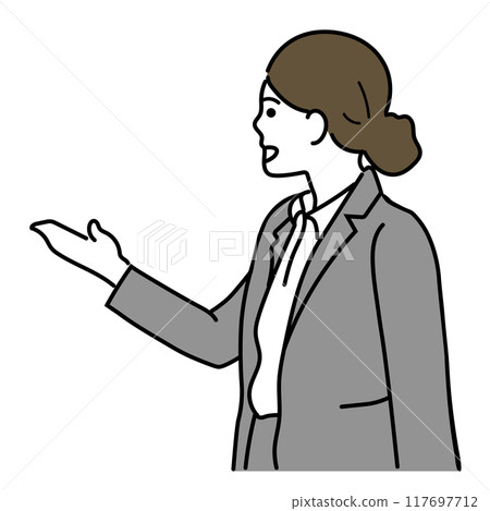 一位女商人舉手解釋的插圖 117697712