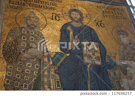 土耳其伊斯坦堡聖索菲亞大教堂二樓走廊牆壁 土耳其伊斯坦堡聖索菲亞大教堂二樓走廊牆壁 117698257