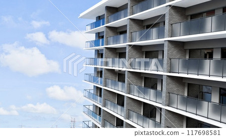 Side of a modern apartment building 117698581