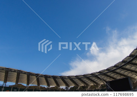 Roof of stadium and blue sky Roof of stadium and blue sky 117698695
