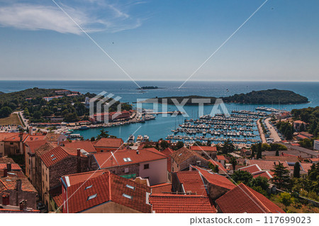 Aerial view of the port of Vrsar Orsera town Vrsar Croatia 08.07.24 117699023