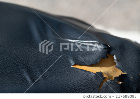Old Synthetic Leather motorcycle Seat Damage 117699095