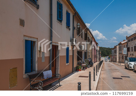 A small street on the Adriatic coast in the old town of Vrsar Croatia 08.07.24 117699159