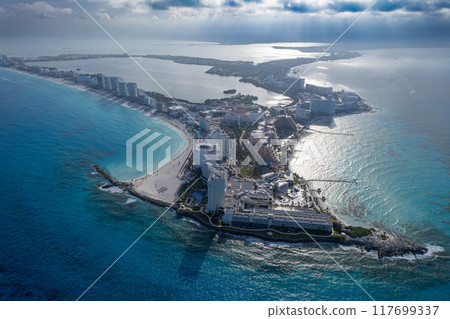 Aerial view of Punta Cancun, Mexico 117699337