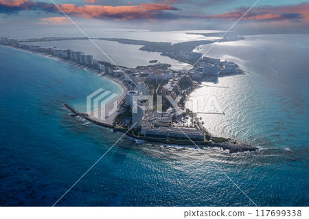 Aerial view of Punta Cancun, Mexico Aerial view of Punta Cancun, Mexico 117699338