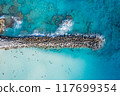 Geometric Breakwater in Crystal Clear Waters at Playa Gaviota, Cancun 117699354