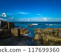 Rocky Beach Sunset at Playa Gaviota, Cancun 117699360
